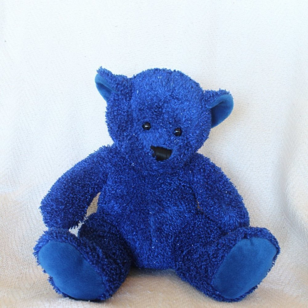 Blue teddy bear stuffed animal collectible plush toy texture